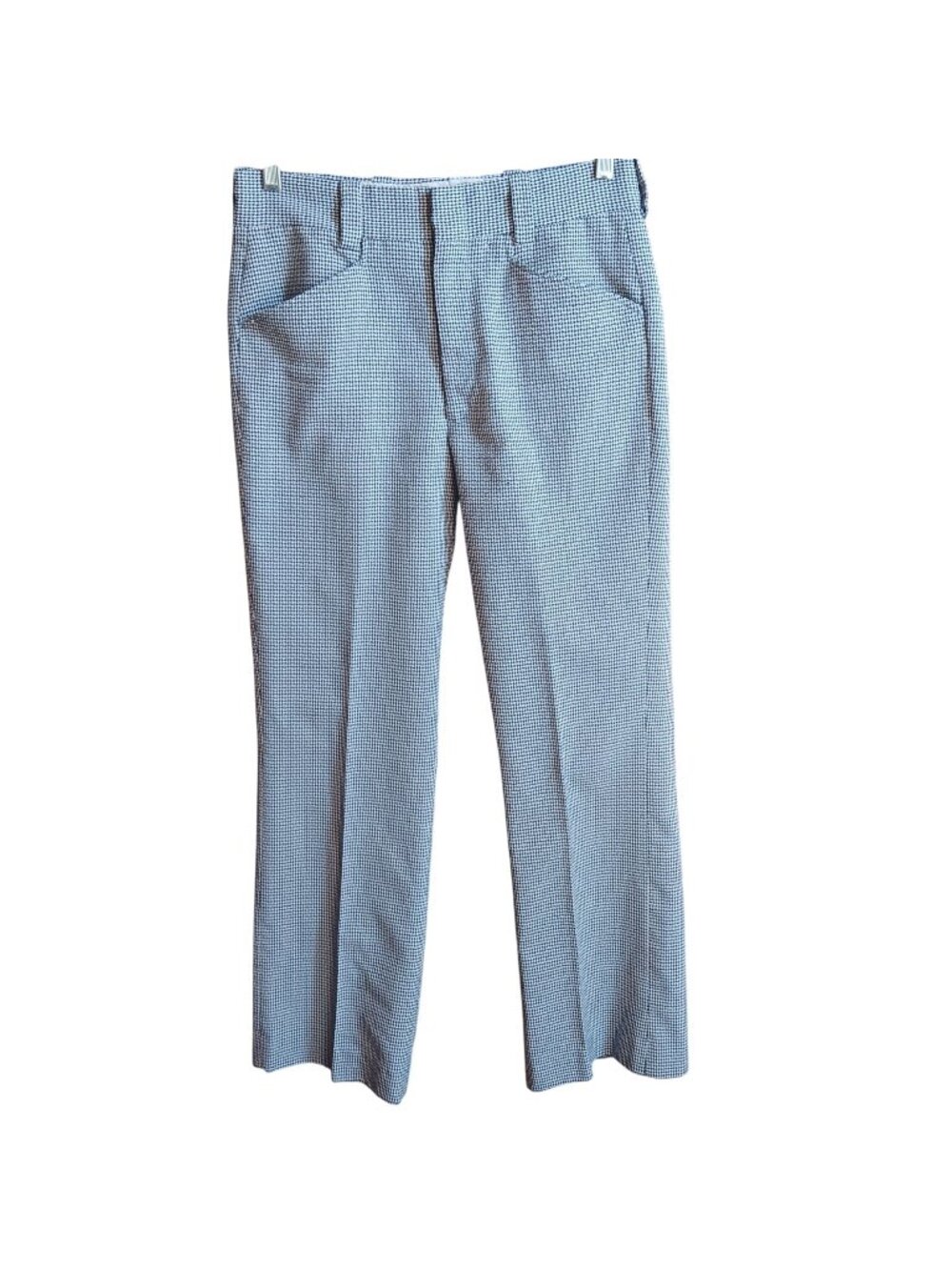 31x30 True Vintage Mens Knit Pants Houndstooth Flare Bootcut 1970's Disco